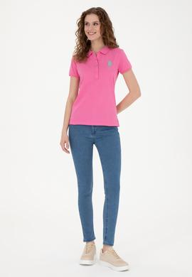 Kadın Pembe Basic Polo Yaka Tişört - 50262699073