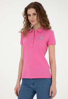 Kadın Pembe Basic Polo Yaka Tişört - 50262699073