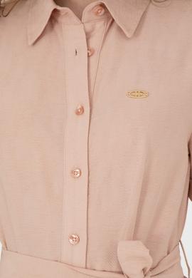 Kadın Somon Polo Yaka Dokuma Elbise - 50280549012