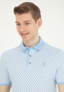 Erkek Slim Fit Polo Yaka Açık Mavi Tişört - 50281512031