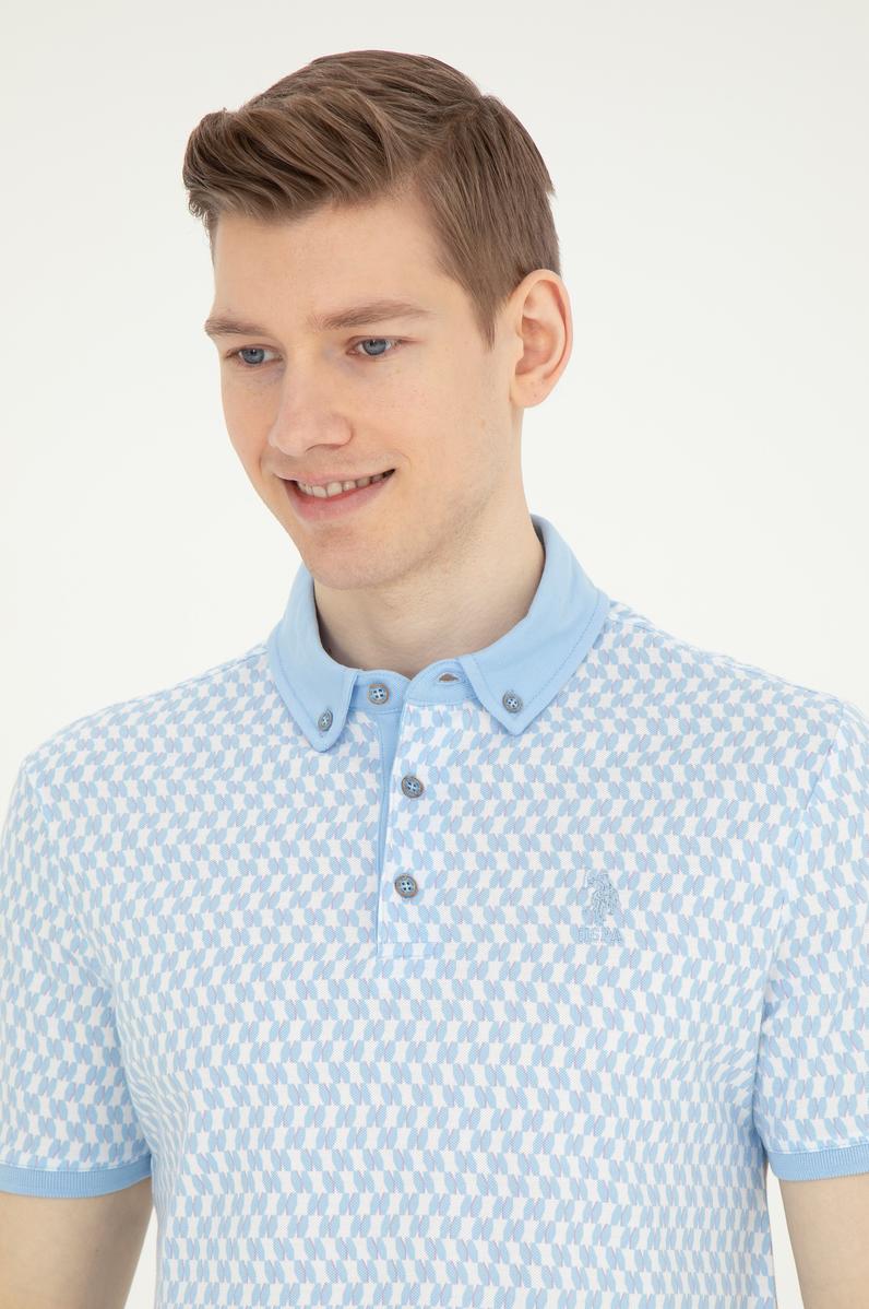 Erkek Slim Fit Polo Yaka Açık Mavi Tişört