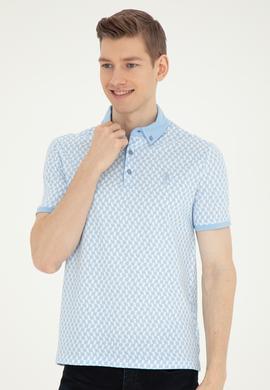 Erkek Slim Fit Polo Yaka Açık Mavi Tişört - 50281512031