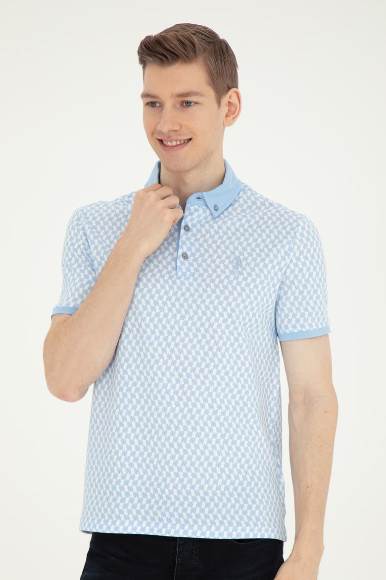 Erkek Slim Fit Polo Yaka Açık Mavi Tişört - 50281512031