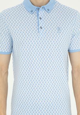 Erkek Slim Fit Polo Yaka Açık Mavi Tişört - 50281512031