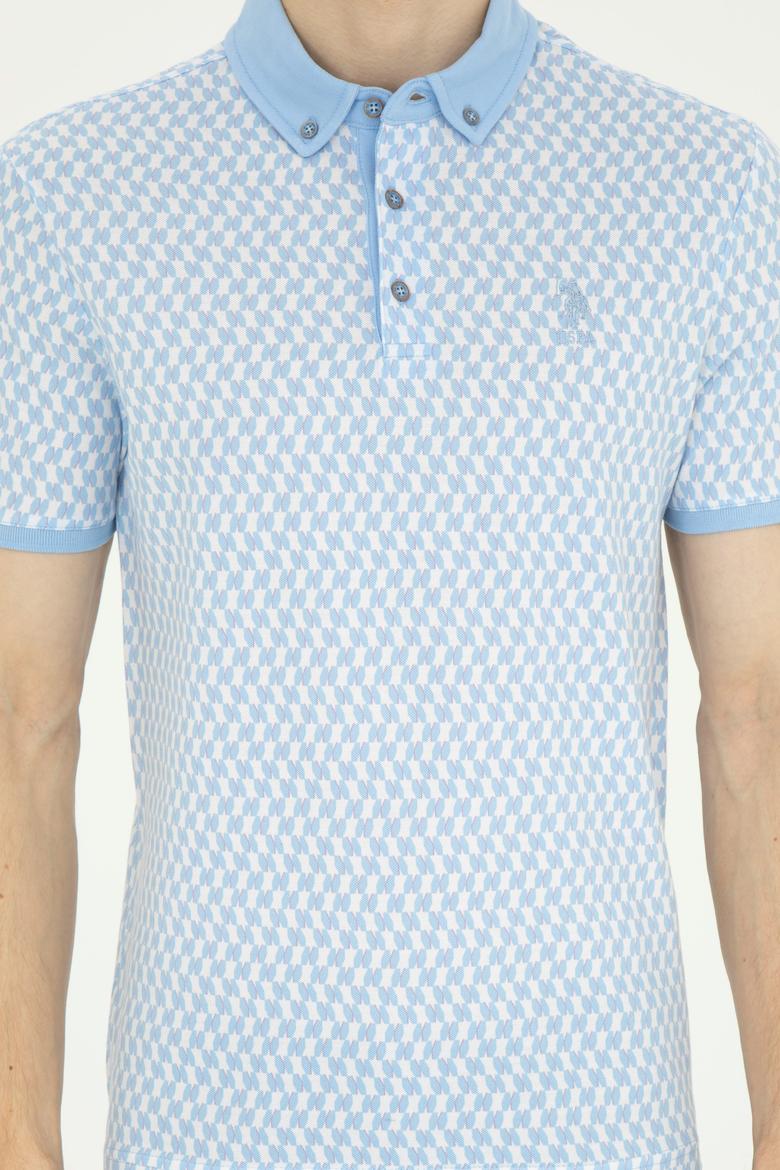 Erkek Slim Fit Polo Yaka Açık Mavi Tişört - 50281512031