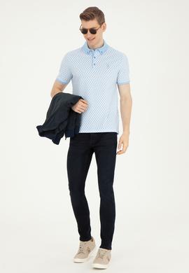 Erkek Slim Fit Polo Yaka Açık Mavi Tişört - 50281512031
