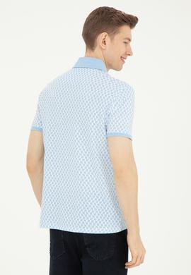 Erkek Slim Fit Polo Yaka Açık Mavi Tişört - 50281512031