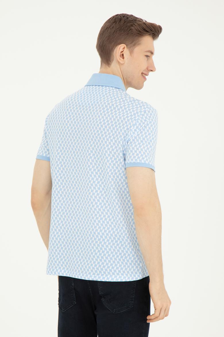 Erkek Slim Fit Polo Yaka Açık Mavi Tişört - 50281512031