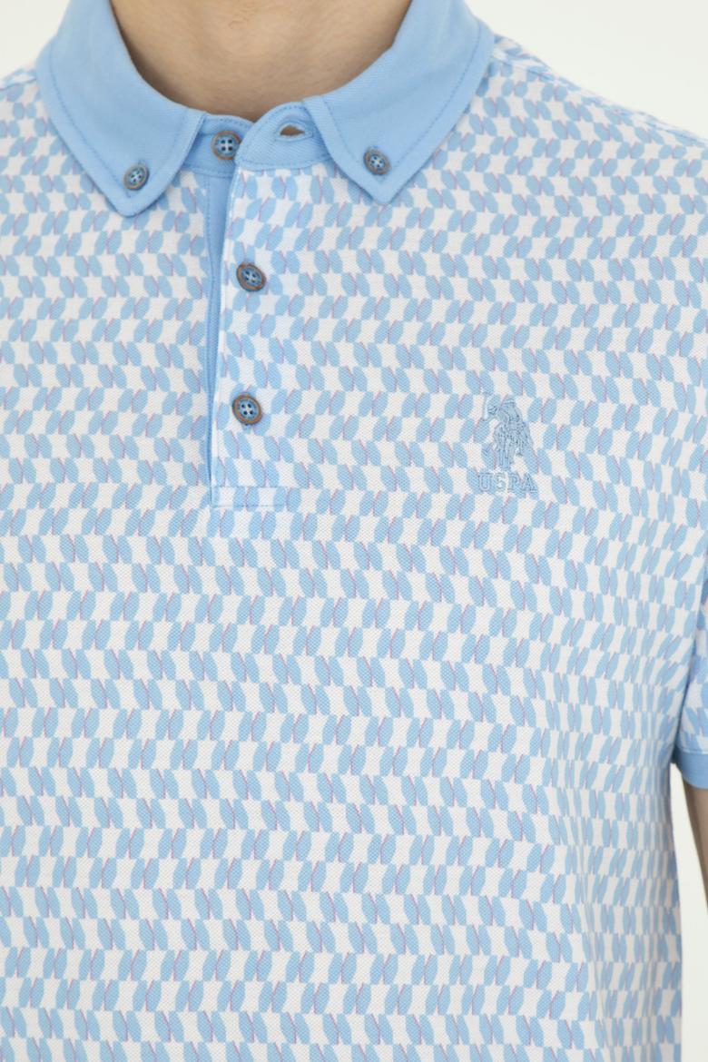 Erkek Slim Fit Polo Yaka Açık Mavi Tişört - 50281512031