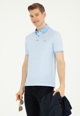 Erkek Slim Fit Polo Yaka Açık Mavi Tişört - 50281512031