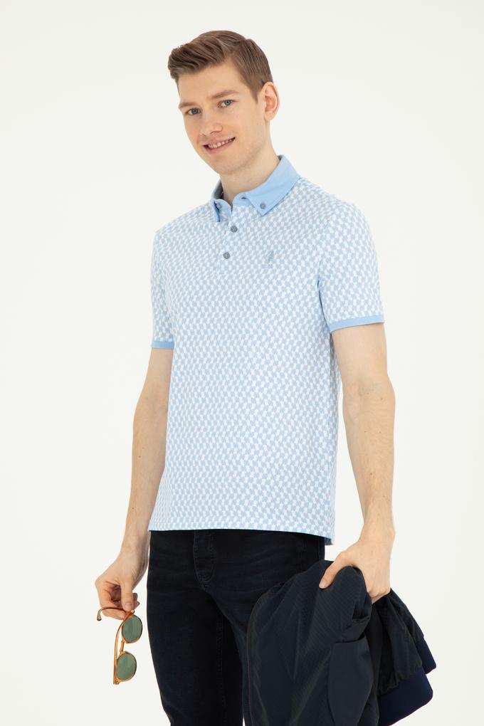 Erkek Slim Fit Polo Yaka Açık Mavi Tişört
