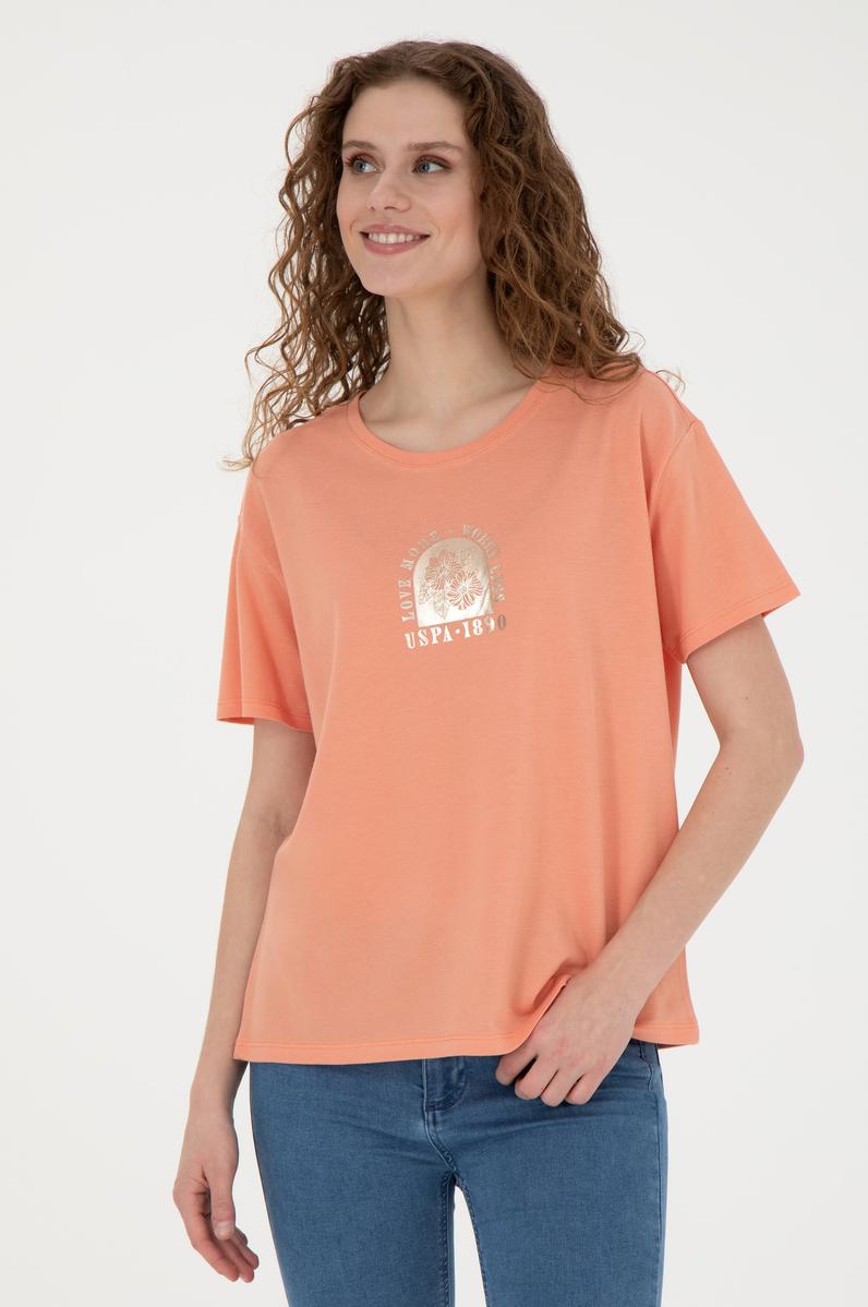 Kadın Somon Bisiklet Yaka Tişört