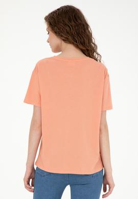 Kadın Somon Bisiklet Yaka Tişört - 50281795013