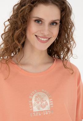 Kadın Somon Bisiklet Yaka Tişört - 50281795013