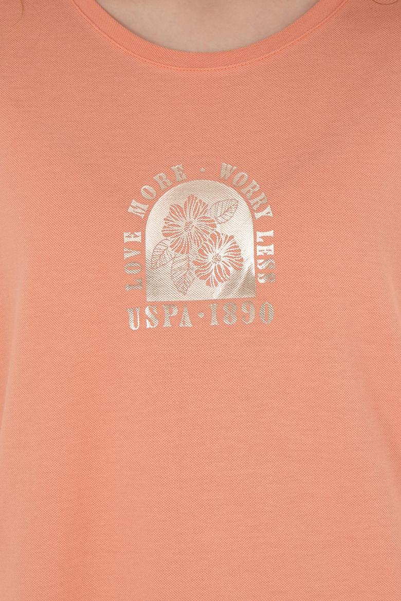 Kadın Somon Bisiklet Yaka Tişört - 50281795013