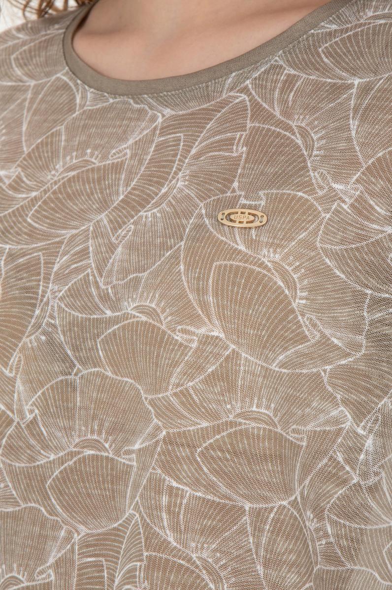 Kadın Haki Bisiklet Yaka Tişört