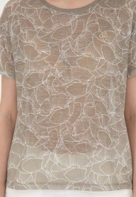 Kadın Haki Bisiklet Yaka Tişört - 50281800013