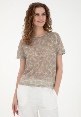 Kadın Haki Bisiklet Yaka Tişört - 50281800013