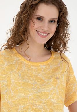 Kadın Safran Bisiklet Yaka Tişört - 50281800021