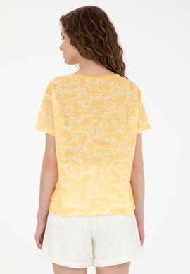 Kadın Safran Bisiklet Yaka Tişört - 50281800021