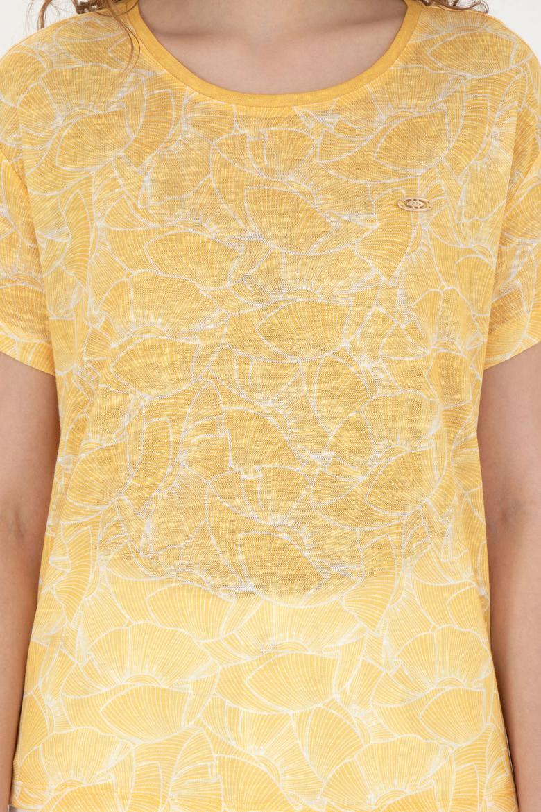 Kadın Safran Bisiklet Yaka Tişört - 50281800021