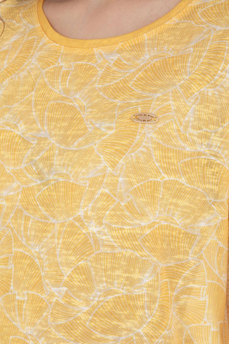 Kadın Safran Bisiklet Yaka Tişört - 50281800021