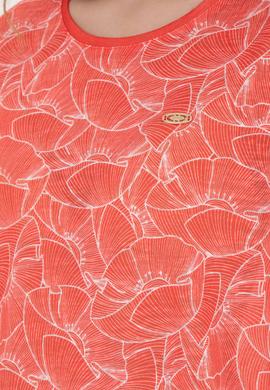 Kadın Nar Çiçeği Bisiklet Yaka Tişört - 50281800027