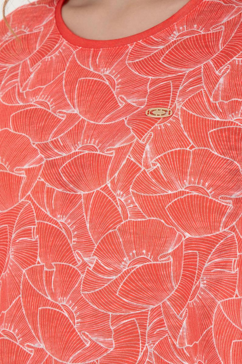 Kadın Nar Çiçeği Bisiklet Yaka Tişört