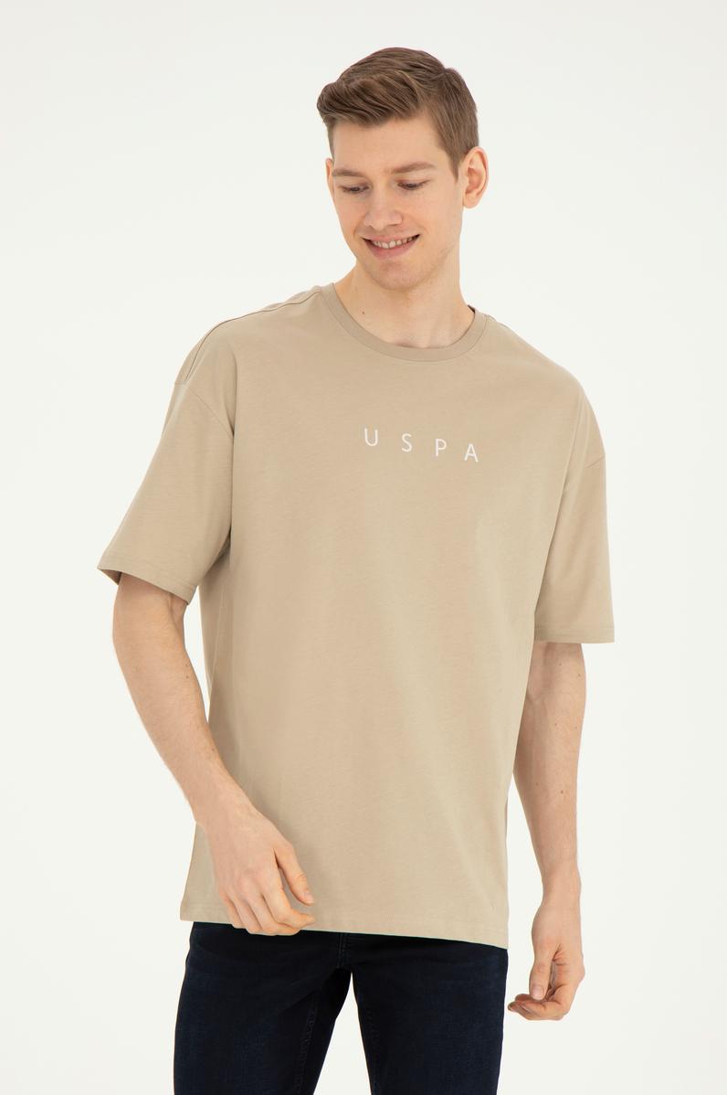 Erkek Comfort Fit Bisiklet Yaka Açık Haki Tişört