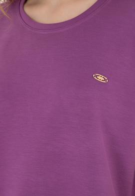 Kadın Mor Bisiklet Yaka Tişört - 50282734029