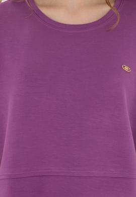 Kadın Mor Bisiklet Yaka Tişört - 50282734029