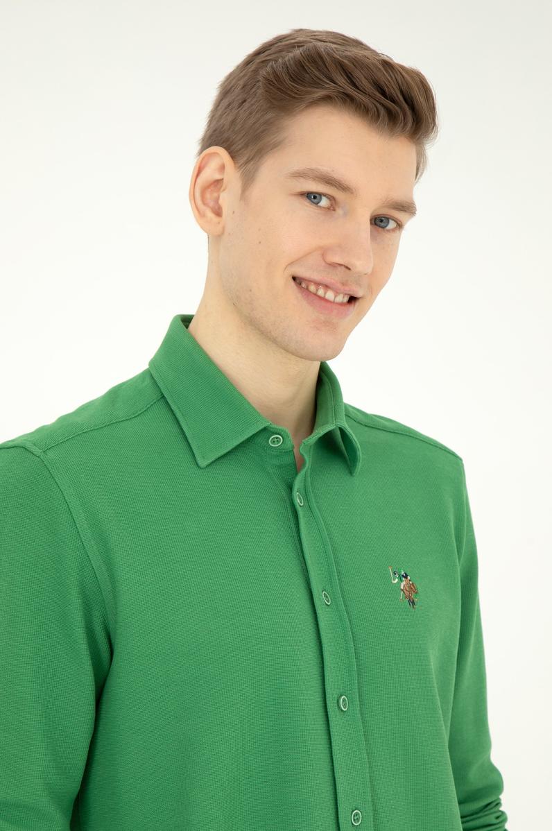 Erkek Yeşil Uzun Kollu Gömlek