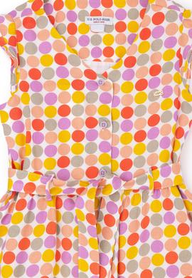 Kız Çocuk Nar Çiçeği Kolsuz Dokuma Elbise - 50282949002