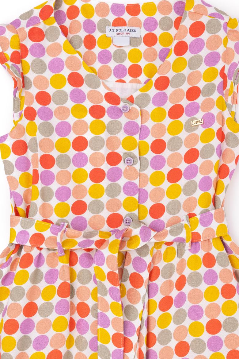 Kız Çocuk Nar Çiçeği Kolsuz Dokuma Elbise - 50282949002