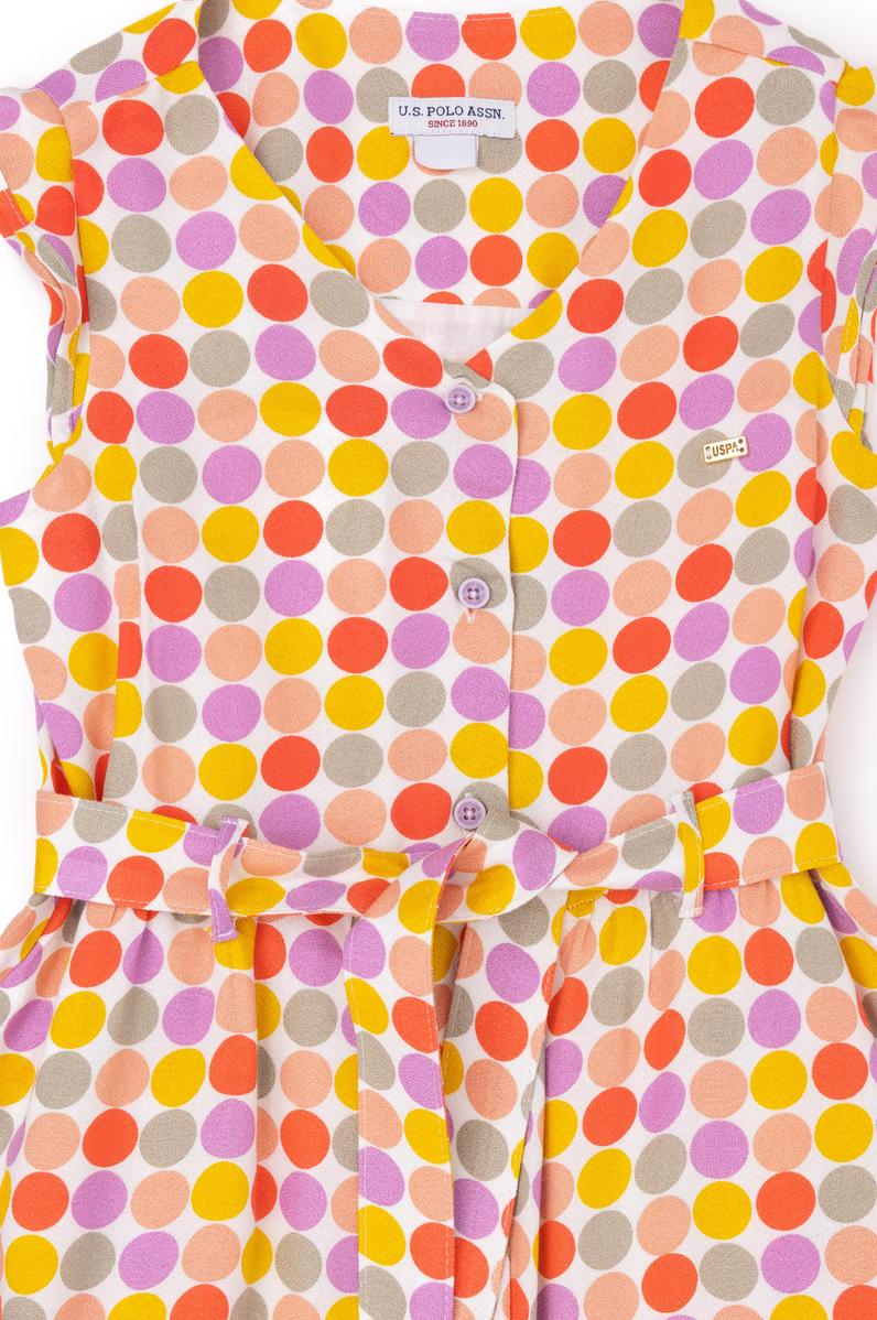 Kız Çocuk Nar Çiçeği Kolsuz Dokuma Elbise