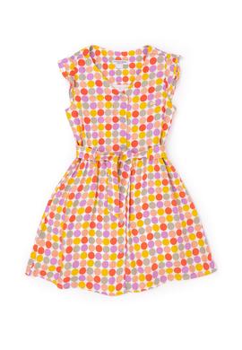 Kız Çocuk Nar Çiçeği Kolsuz Dokuma Elbise - 50282949002