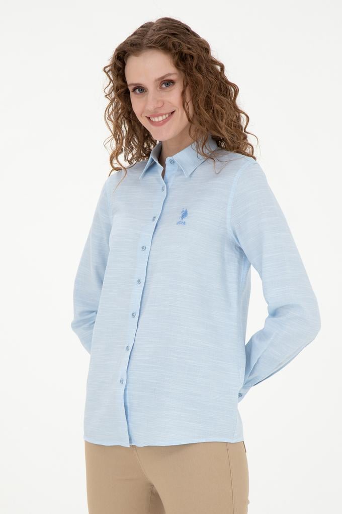 Kadın Mavi Uzun Kollu Gömlek