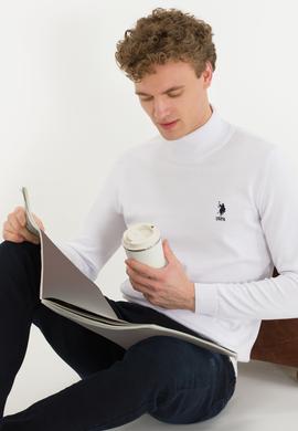 Erkek Beyaz Balıkçı Yaka Basic Triko Kazak - 50253449169