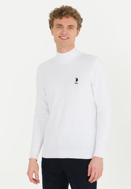 Erkek Beyaz Balıkçı Yaka Basic Triko Kazak - 50253449169