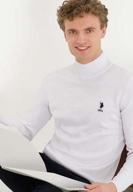 Erkek Beyaz Balıkçı Yaka Basic Triko Kazak - 50253449169