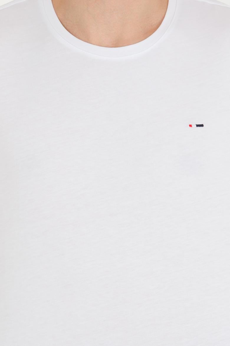 Erkek Beyaz Basic Bisiklet Yaka Tişört - 50274209007