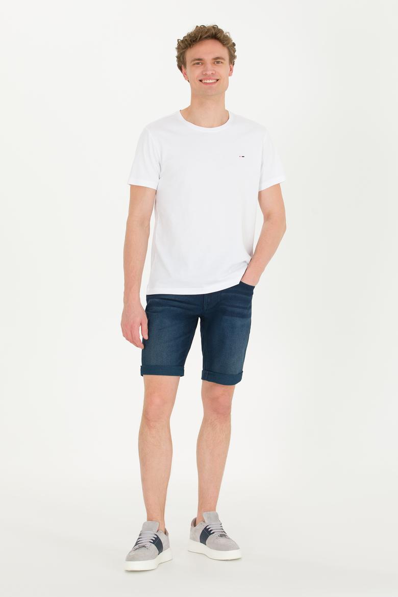 Erkek Beyaz Basic Bisiklet Yaka Tişört - 50274209007