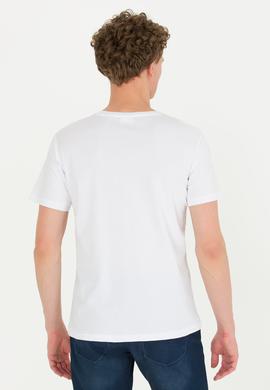 Erkek Beyaz Basic Bisiklet Yaka Tişört - 50274209007