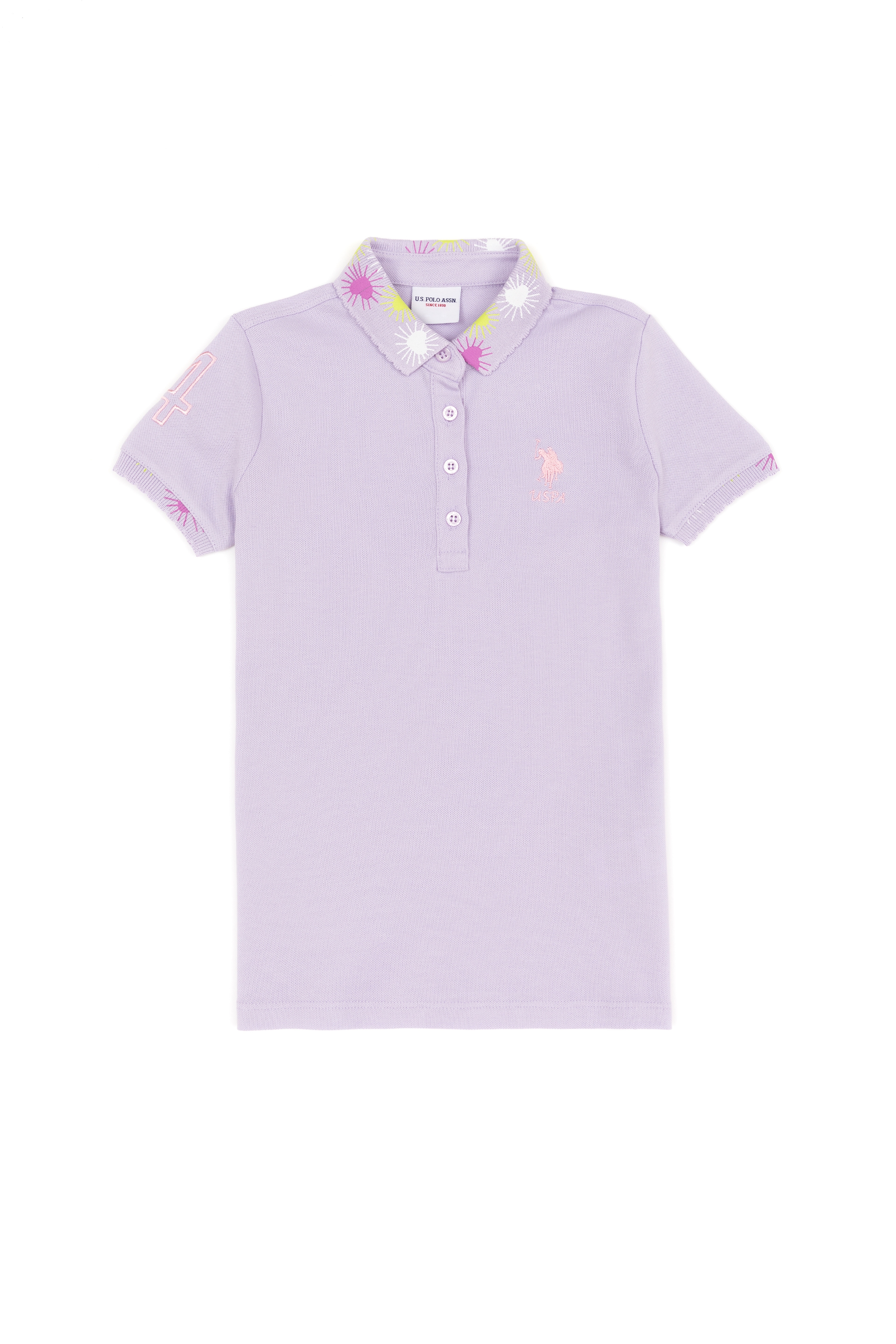 Kız Çocuk Lila Basic Polo Yaka Tişört - Image 1