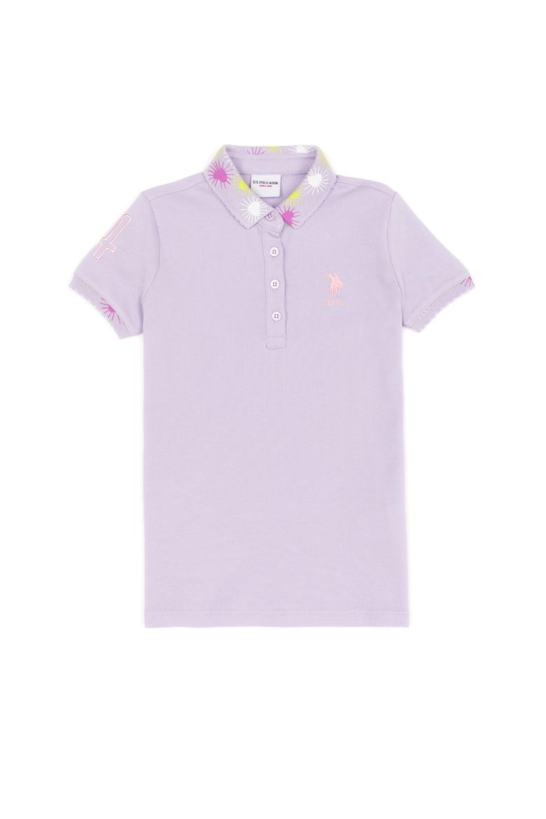 Kız Çocuk Lila Basic Polo Yaka Tişört