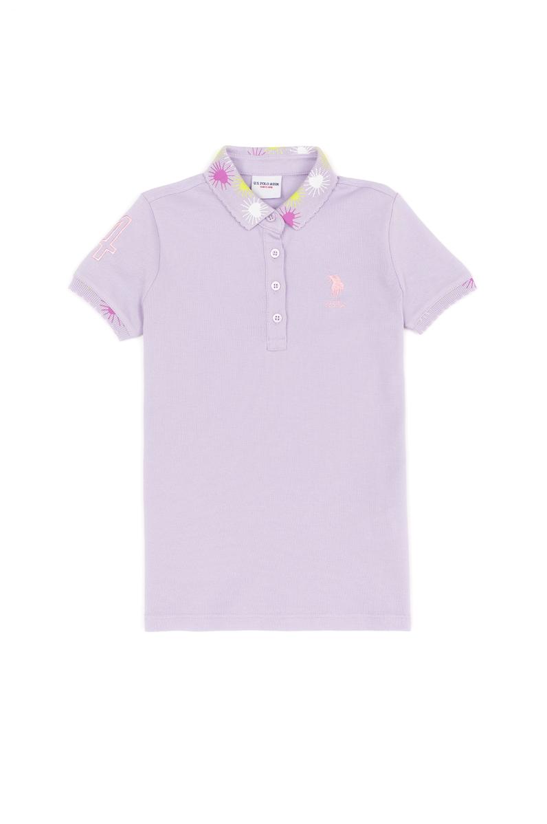 Kız Çocuk Lila Basic Polo Yaka Tişört
