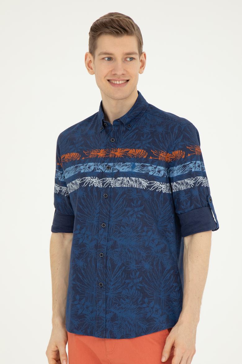 Erkek Lacivert Uzun Kollu Gömlek