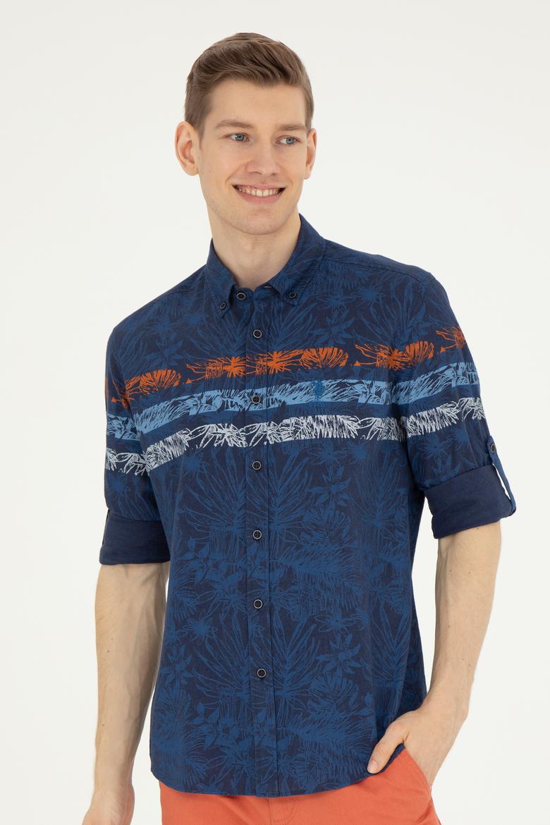 Erkek Lacivert Uzun Kollu Gömlek - 50283358009