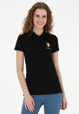 Kadın Siyah Basic Polo Yaka Tişört - 50262700050