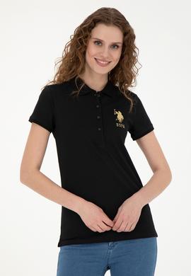 Kadın Siyah Basic Polo Yaka Tişört - 50262700050